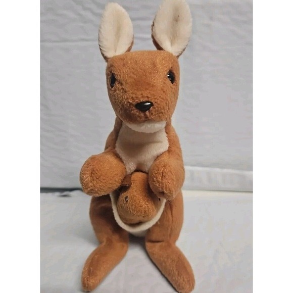 Ty Other - Ty Beanie Baby Pouch 1996 -  With‎ Tag, Kangaroo With A Baby Joey In It's Pouch